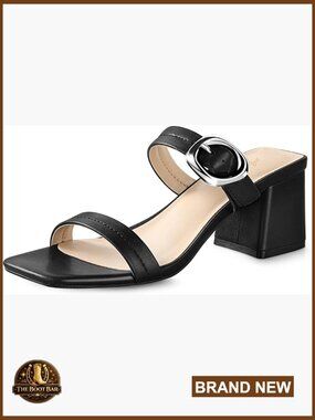 Women's Square Toe Heeled Sandals with Back Strap, Memory Foam Insole